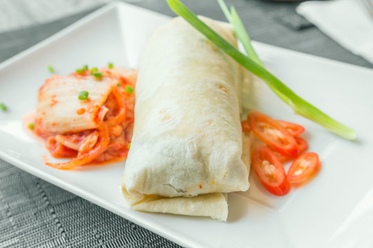 Beef burito with kimchi