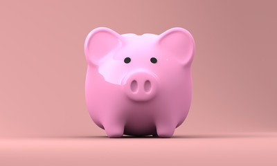 Pink Piggy Bank 3D Render