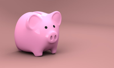Pink Piggy Bank 3D Render