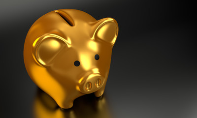 Golden Piggy Bank 3D Render