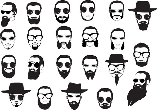 men faces with beards and glasses