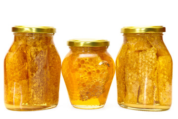 Honey jar isolated on white