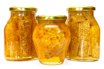 Honey jar isolated on white
