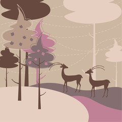 Two deers - vector background