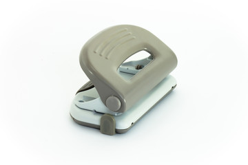 Grey office puncher isolated on white background