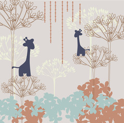 Abstract background with giraffes - 46779067
