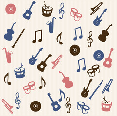 Music elements seamless pattern