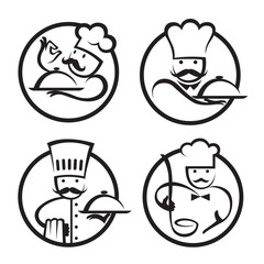 Obraz premium chefs set with tray of food in hand