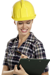 young woman architect with helmet