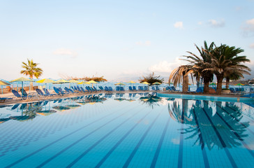 Beautiful swimming pool on shore of Sea