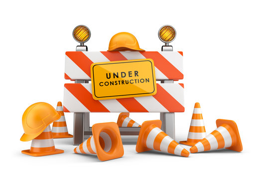 Under construction concept. 3D barrier isolated on white