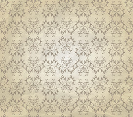 Vector Vintage Seamless Pattern on Crumpled Paper Texture