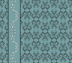 Vector Vintage Seamless Pattern with Floral Seamless Border