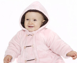 radosne niemowle w kurtce - obrazy, fototapety, plakaty