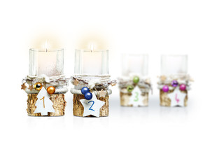 Second Advent Candle on white background