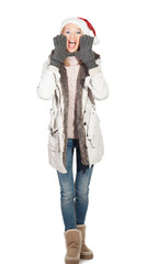 frau mit weihnachtsmütze