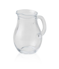 Empty jar to fill syrup ordairy milk isolated on white