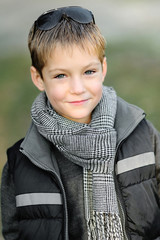portrait of little boy outdoors in autumn © zagorodnaya