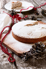 Fototapeta na wymiar Christmas Pie with Powdered Sugar