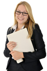 Junge Frau mit Bewerbungsmappe