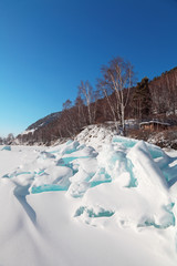 Ice hummocks, winter Baikal, Siberia, Russia