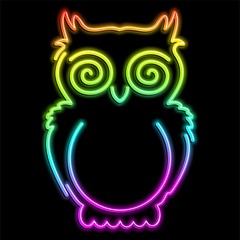 Fototapeta premium Owl Psychedelic Neon Light-Gufo Psichedelico Luce Arcobaleno
