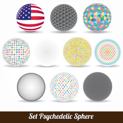 set of vector color psychedelic spheres
