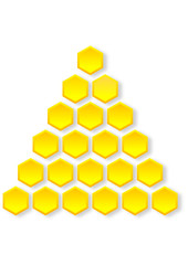 Pyramid of yellow hexagons as an illustration