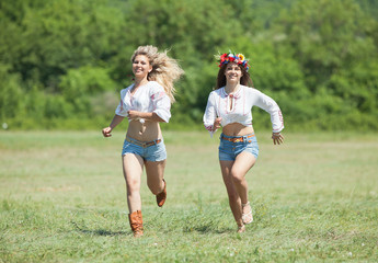 Ukrainian girls in field