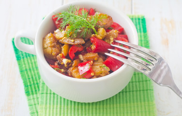 fried vegetable in the white bowl