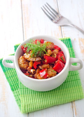 fried vegetable in the white bowl