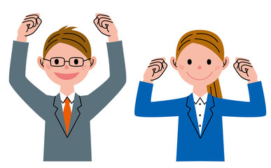 ガッツポーズ　男女