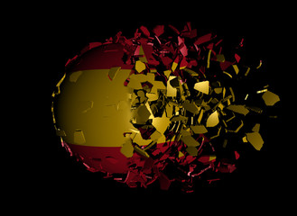 Spain flag sphere breaking apart illustration