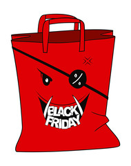 Red shopping bag for black friday