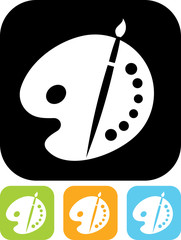 Color palette and artistic brush vector icon isolated