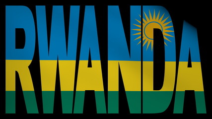 Rwanda text with fluttering flag animation