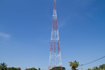 Telecommunications tower. Mobile phone base station - obrazy, fototapety, plakaty