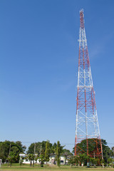 Telecommunications tower. Mobile phone base station