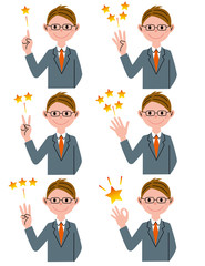 指差し　ポイント　男性