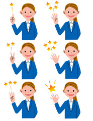 指差し　ポイント　女性