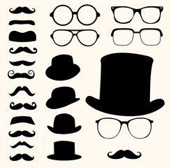 mustaches hats glasses