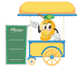 a cart stall and a mango