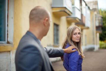 The man stops woman