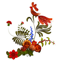 Petrikov painting.  Floral ornament on white background. eps 10