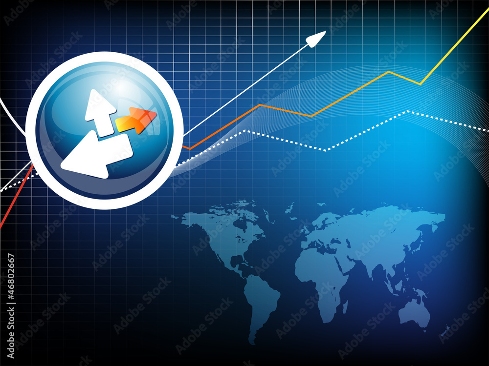 Poster blue vector background with map. eps10