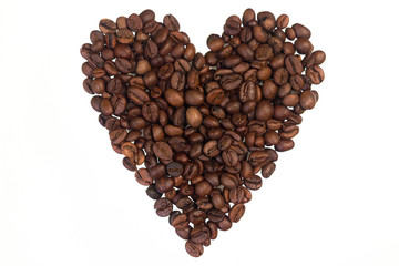 Heart shaped coffee beans