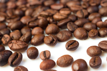 Coffee beans on white background