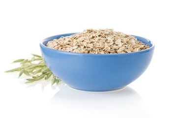 bowl of oat flake on white