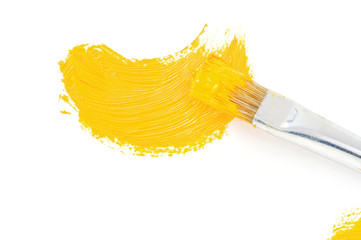 brush and oil paint stroke on white