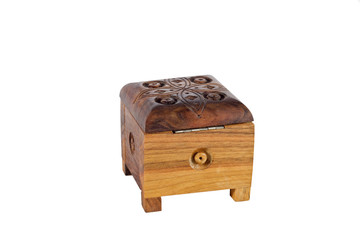 a wooden box for female ornaments and jewelry